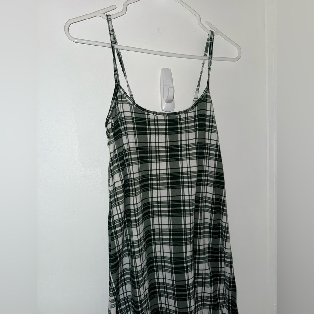 green and white cami dress